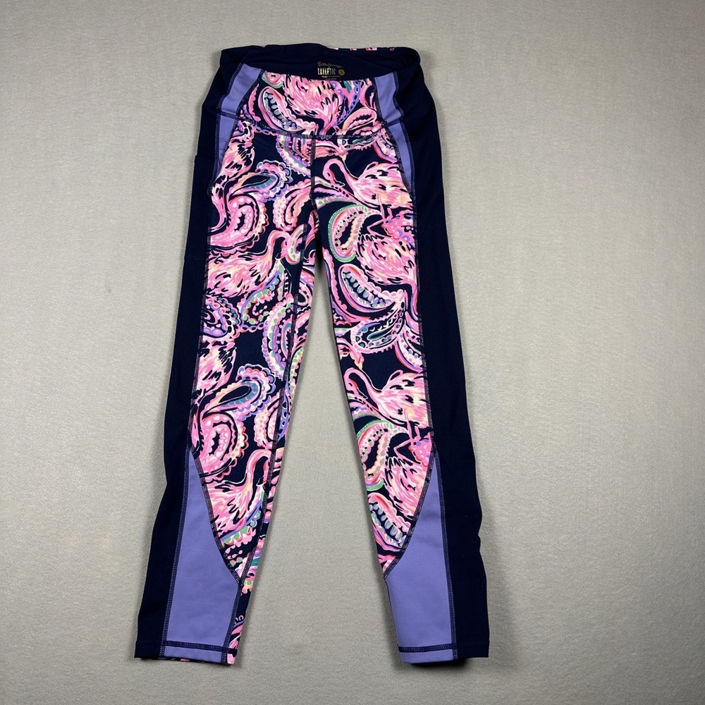 Lilly Pulitzer Luxletic Weekender Leggings‎ Women S Blue Flamingo High Rise Midi